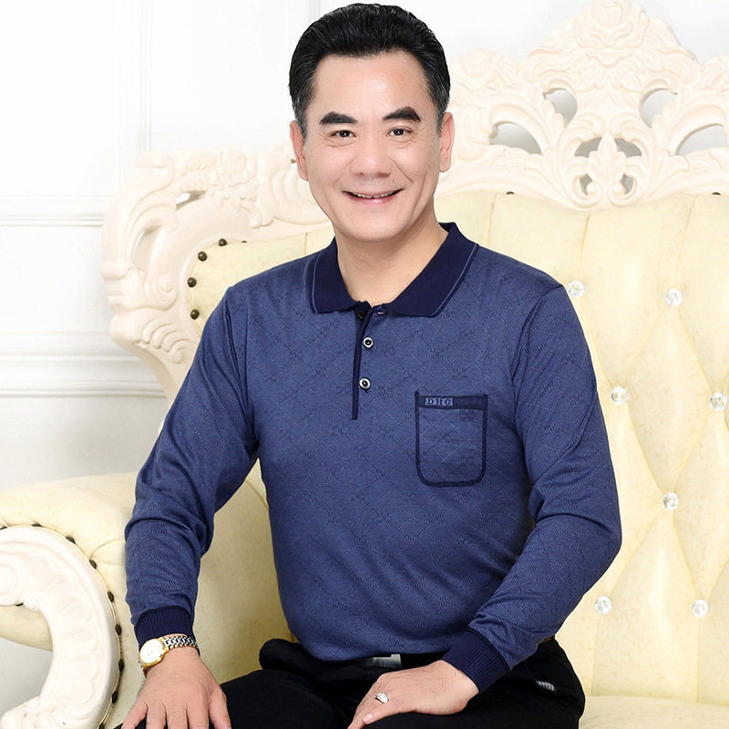 爸爸装春装长袖t恤男士针织