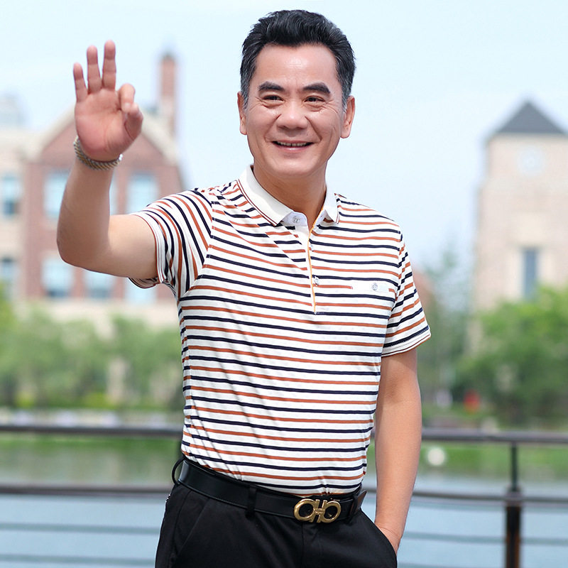 一件爸爸装短袖t恤男夏翻领上衣