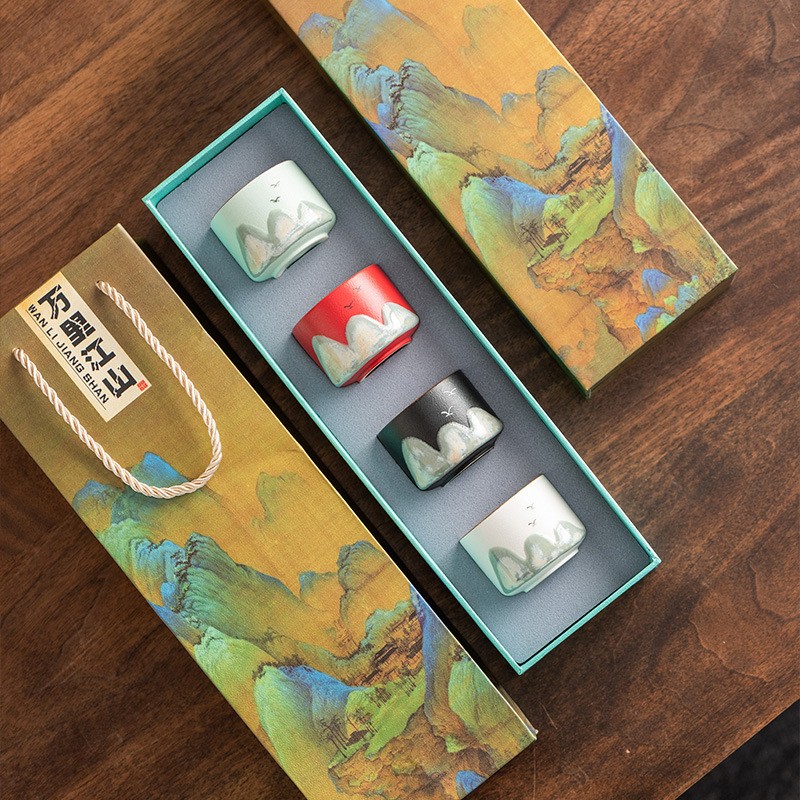 远山品茗杯粗陶国潮文创茶杯单杯复古伴手礼品创意大号家用喝茶杯图片