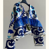 外套女 短款 2025春夏新款 复古时髦高级感民族风荷叶边宽松印花开衫