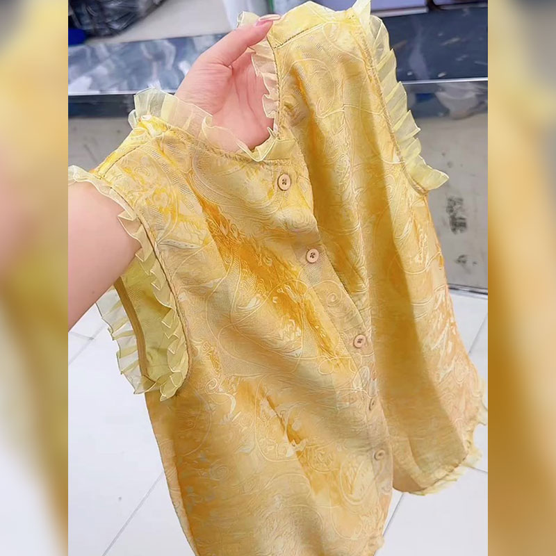 设计感花边无袖上衣甜美小众