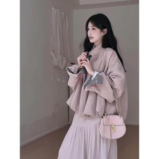 又酷又颯 小香風(fēng)粉色麂皮絨短款 外套女秋季 2025新款 夾克上衣 工裝
