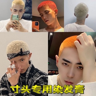 男士寸头染发剂膏白金色青灰色黑雾灰烟灰色奶茶灰免银白色漂发剂