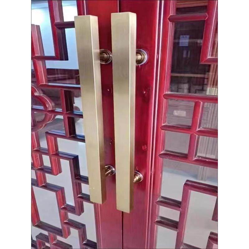 玻璃门拉手不锈钢方管无指纹玫瑰黑钛金色有框无框推拉大木门把.