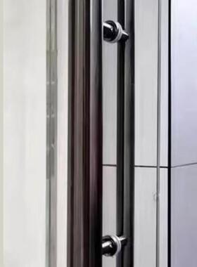 无指纹不锈钢玫瑰钛金玻璃门圆管电镀把手黑钛哑黑色封釉大门拉.