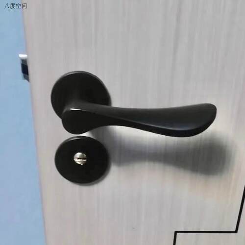 卧室房间锁具静音门把手黑色家用磁吸锁房门锁分体木门锁室内.