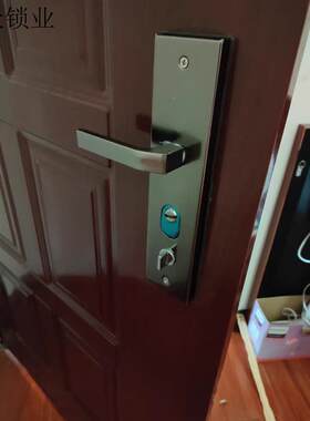 家用手柄防盗门把手大门锁具黑金拉丝门锁235孔距通用锁芯型忠恒