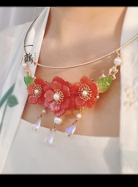 原创夏日花朵汉服仙气项圈日常款