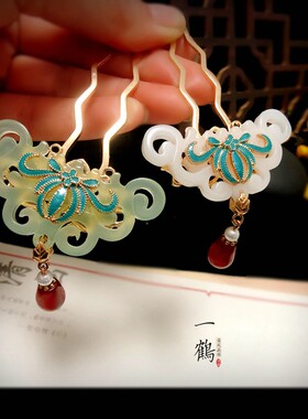 发钗仿玉古风百搭发钗发簪白菜