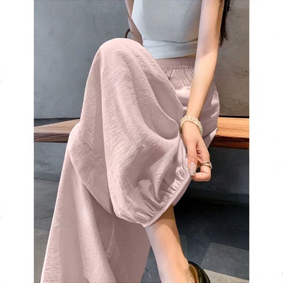 单件薄款奶芙哈伦裤女夏季高腰宽松冰丝高腰显瘦山本休闲灯笼裤