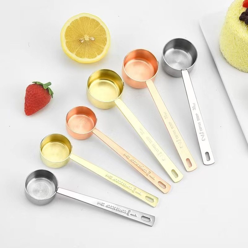不锈钢量勺奶茶店量果粉勺咖啡奶粉勺子刻度勺计量勺咖啡豆勺