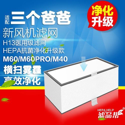 适配三个爸爸新风滤芯壁挂新风机M60/M60PRO/M40高效过滤网除霾