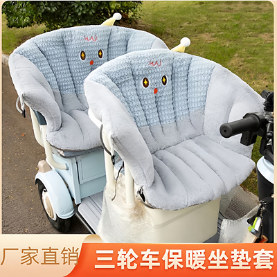 电动三轮车坐垫通用秋冬款加厚保暖盛昊金彭海宝四轮车毛绒座垫