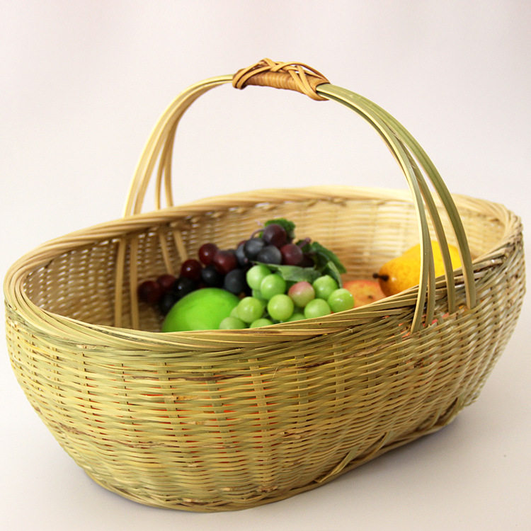 精品手提竹篮 菜篮 环保竹蓝 水果篮果园采摘手提篮