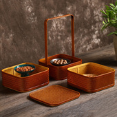 竹编复古多层提盒复古竹篮食盒收纳盒礼盒茶具收纳仿古糕点盒