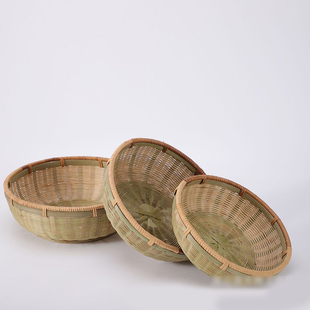 精编藤口青丝家用竹编馒头筐洗菜篮子客厅水果收纳筐小号圆形大号