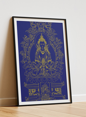 长寿佛菩萨纯棉油画布唐卡描金