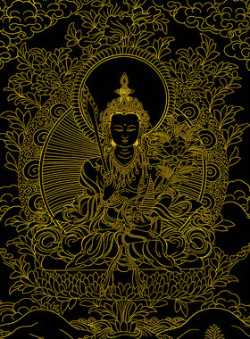 虚空藏菩萨纯棉油画布唐卡描金