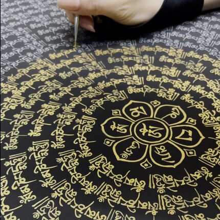 六字真言唐卡手绘diy材料临摹挂画装饰成人解压画画diy涂色唐卡