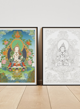 金刚萨埵纯棉油画布唐卡描金