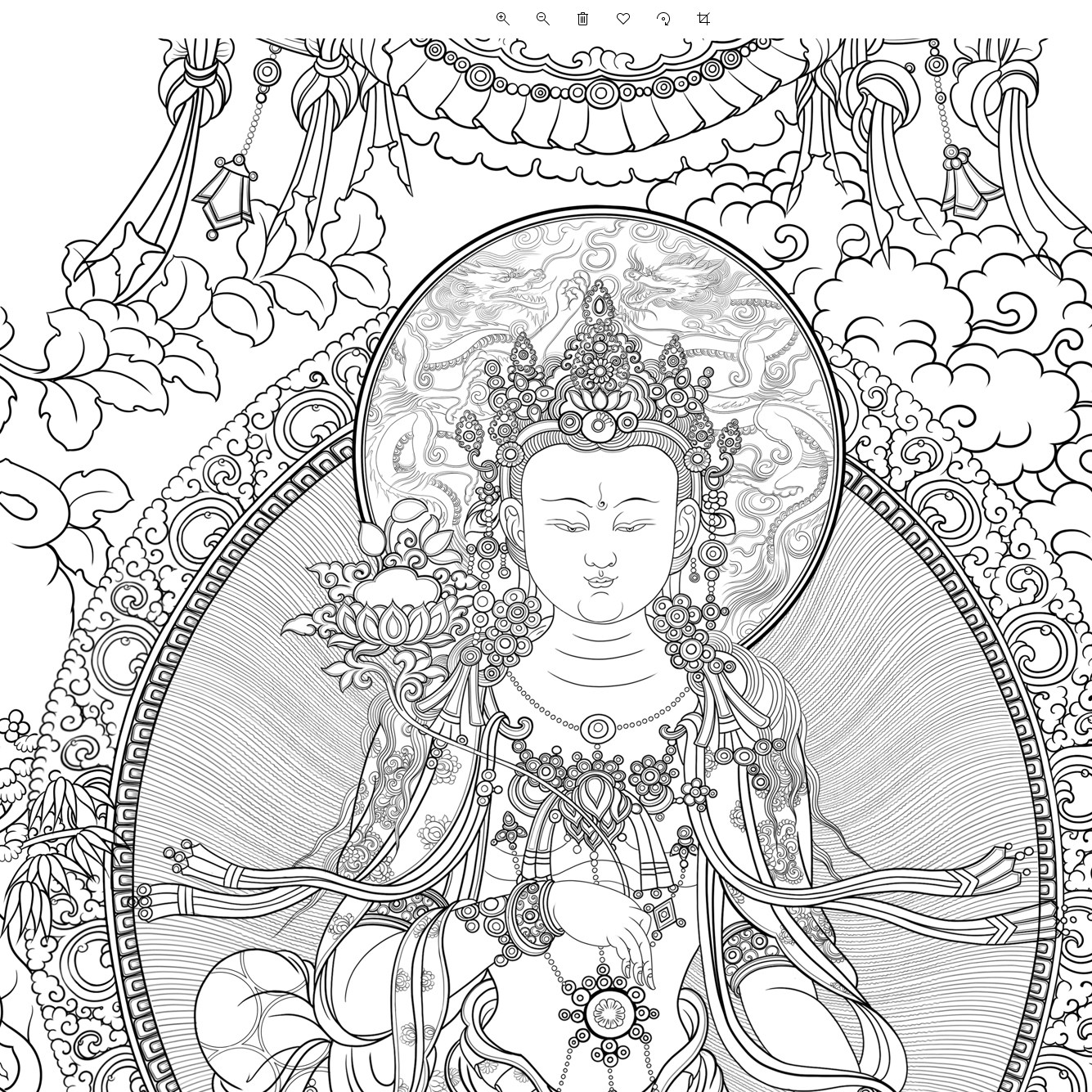 西藏唐卡描金 西方三圣 大至势菩萨 线稿 佛像涂色上色 diy自己画