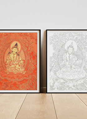 金刚萨埵纯棉油画布唐卡描金