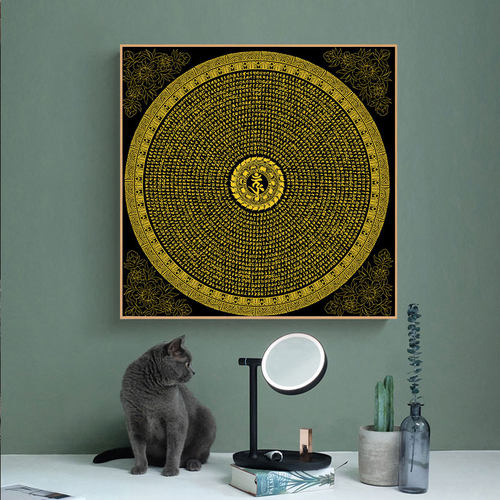 楞严咒坛城纯棉油画布唐卡描金