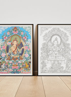 虚空藏菩萨纯棉油画布唐卡描金