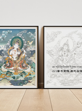 妙音天女纯棉油画布唐卡描金