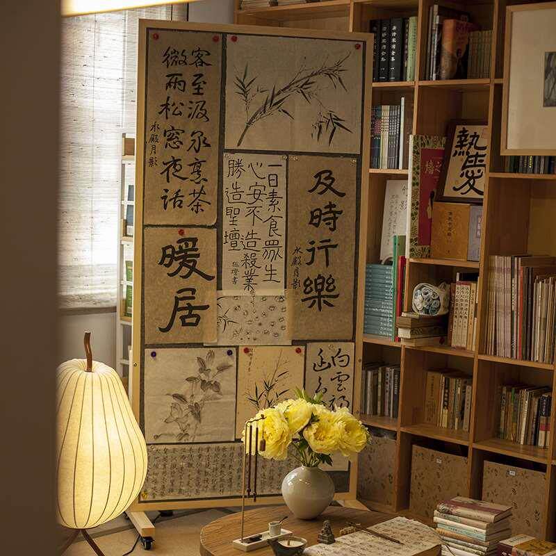 实木框可移动磁性书法毛毡墙贴软木板照片墙国画素描美术毛笔字画