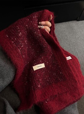 高级感灰色显白2024新款秋冬保暖围巾女冬季百搭针织毛线围脖冬天