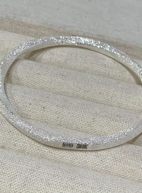 橙子手工原创999纯银喷砂满天星莫比乌斯手环 实心小众情侣银手镯