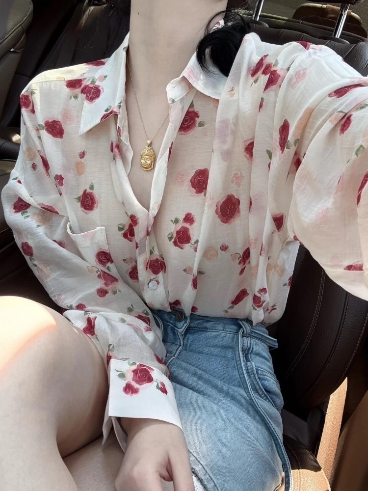 小众设计感百搭碎花衬衫女2025年欧洲站气质百搭感休闲上衣爆款