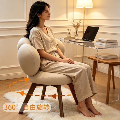 女生化妆椅子轻奢实木腿专用凳子