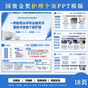 护理全髋关节个案PPT模版高级查房个案品管圈PDCA医院护士进修RCA