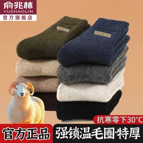 加厚字母毛圈冬天男士加绒加厚中筒秋冬袜子防臭巨厚保暖运动发热