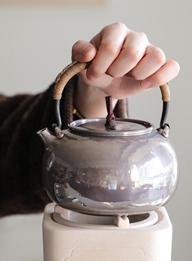 纯银时代真锅静良银壶纯银999烧水壶非遗纯手工一张银口打出760ml
