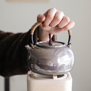 纯银时代真锅静良银壶纯银999烧水壶非遗纯手工一张银口打出760ml