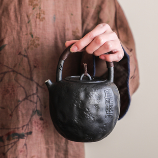 纯银时代 长乐做旧烧水壶足银999纯手工一张打银壶精工古朴850ml