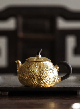 纯银时代鎏金南瓜泡茶壶足银999云南纯手工精致富贵送礼小号120ml