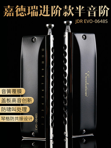 JDR嘉德瑞进阶款半音阶口琴12孔C调EVO-0648S成人初学练习演奏款