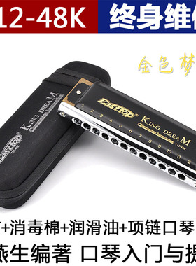 Easttop东方鼎12孔半音阶口琴C调 T1248K 金色梦想者专业演奏口琴
