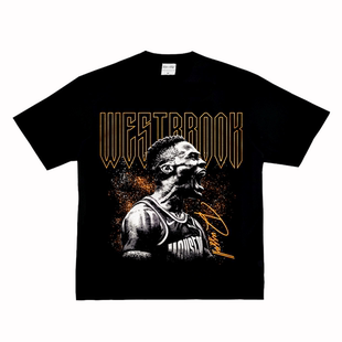 直喷纯棉长短袖 威斯布鲁克 街头复古篮球训练数码 呐喊 T恤潮 威少