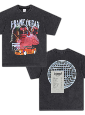 弗兰克奥申Frank Ocean说唱歌手blond联名短袖T恤纯棉复古做旧
