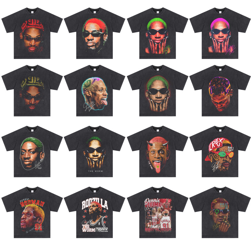 篮球罗德曼Dennis Rodman 美式休闲纯棉复古vtg短袖数码印花纯棉