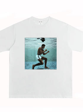 拳王 阿里 ALI 简约版美式做旧复古VTG街头纯棉格斗宽松长短袖T恤