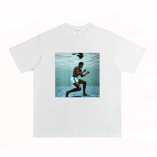 拳王 阿里 ALI 简约版美式做旧复古VTG街头纯棉格斗宽松长短袖T恤