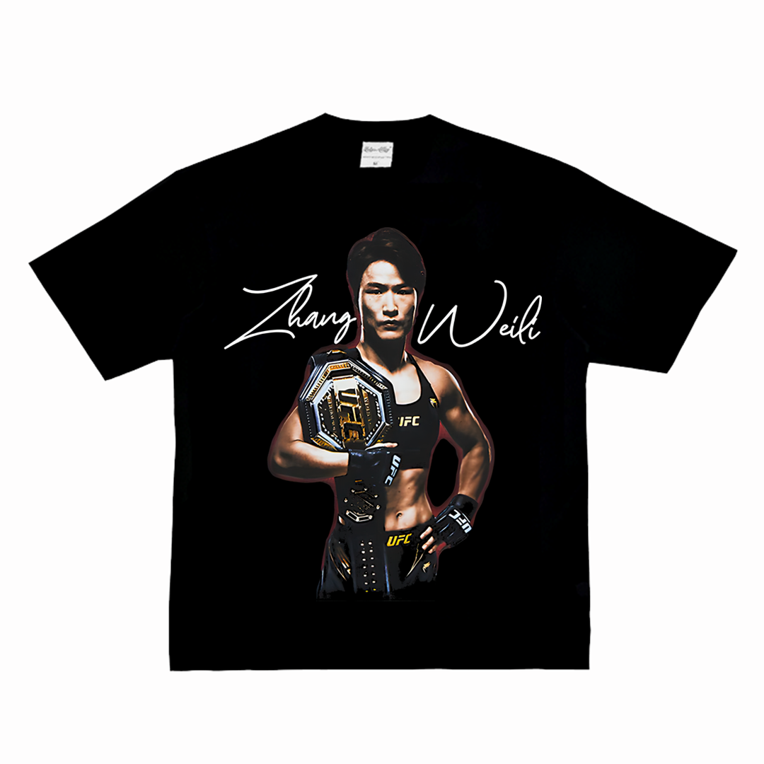 张伟丽 中国力量UFC女子格斗拳击街头复古VTG纯棉美式长短袖T恤潮