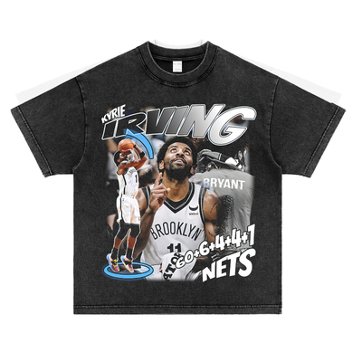 kyrie Irving欧文60分美式短袖复古vintage小领口数码直喷印花t恤