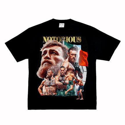 康纳 嘴炮 UFC格斗拳击美式复古VTG小领口纯棉街头潮流长短袖Tt恤